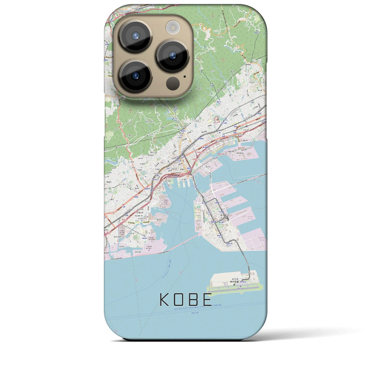 【神戸】地図柄iPhoneケース（バックカバータイプ・ナチュラル）iPhone 14 Pro Max 用