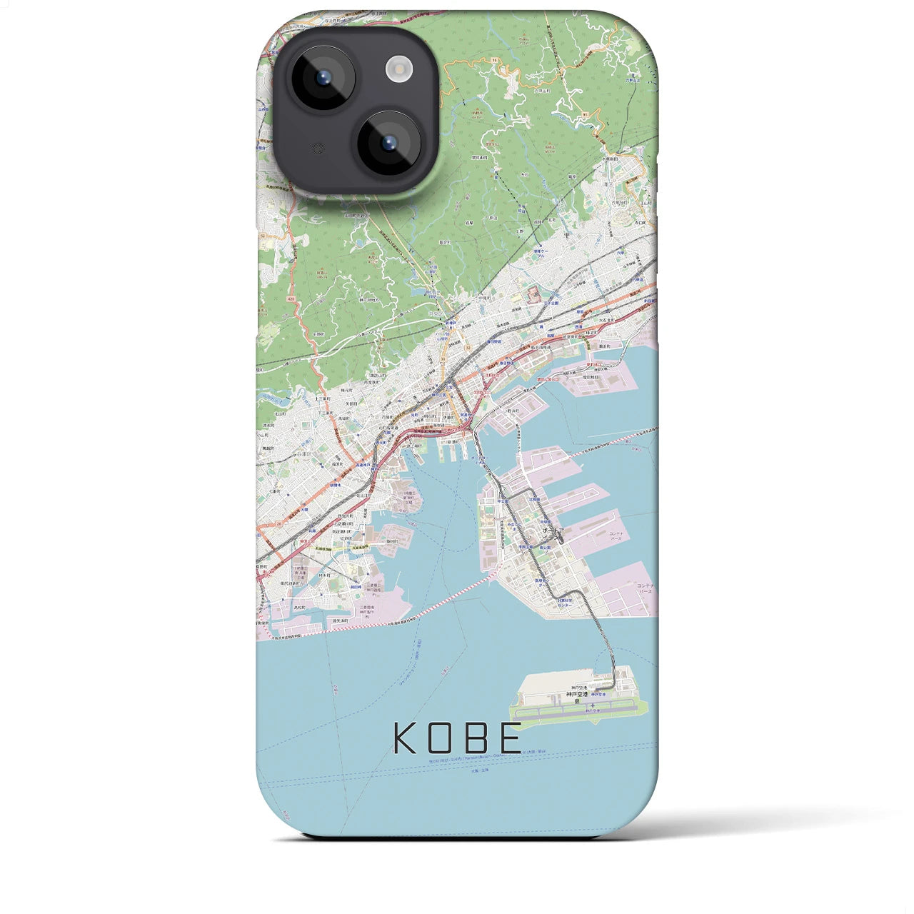 【神戸】地図柄iPhoneケース（バックカバータイプ・ナチュラル）iPhone 14 Plus 用