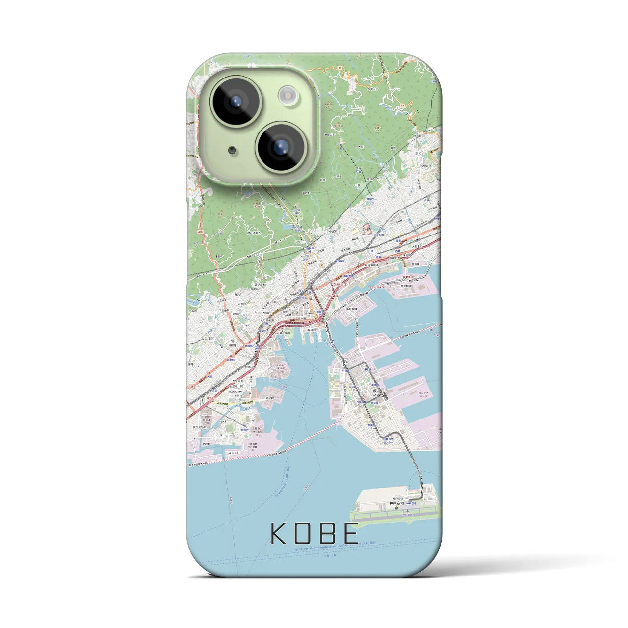 【神戸】地図柄iPhoneケース（バックカバータイプ・ナチュラル）iPhone 15 用