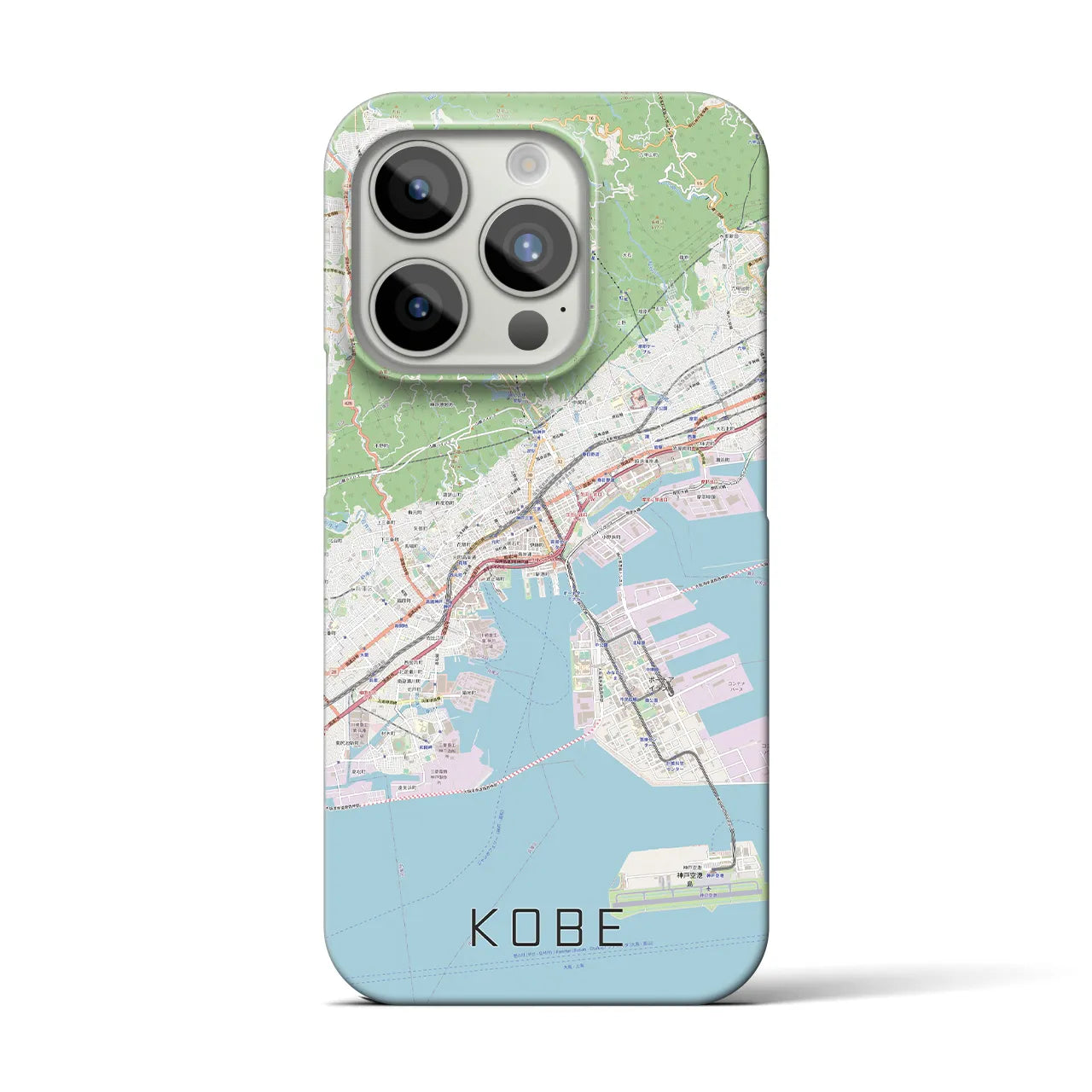 【神戸】地図柄iPhoneケース（バックカバータイプ・ナチュラル）iPhone 15 Pro 用
