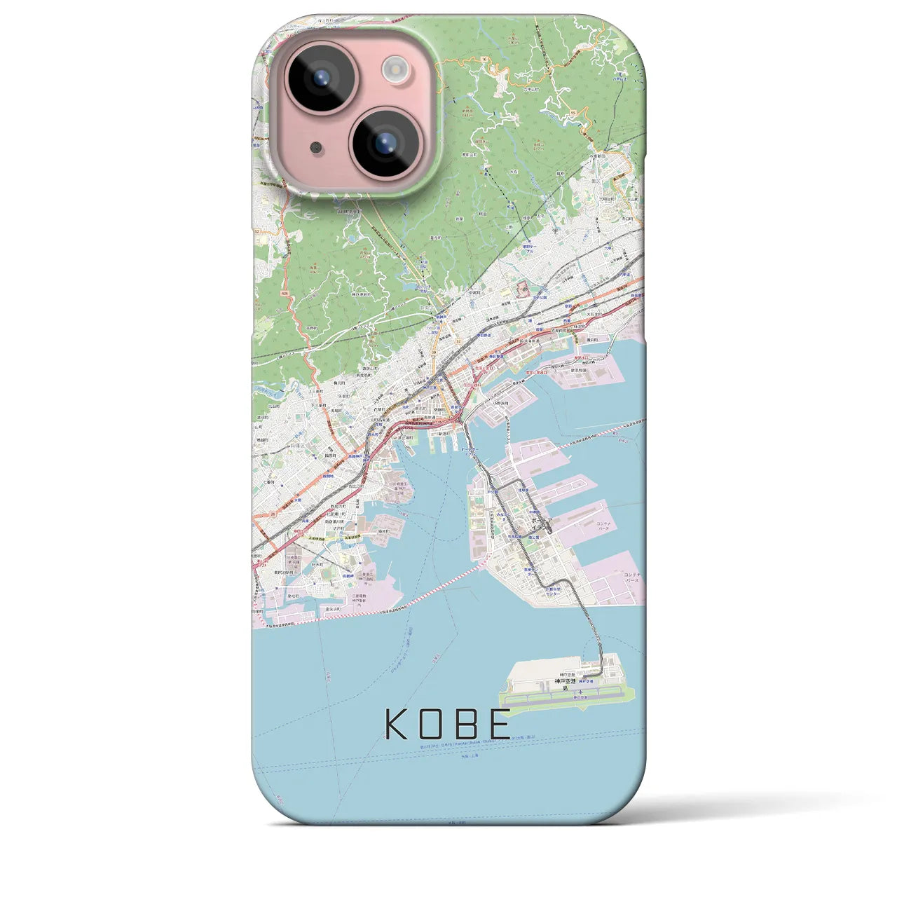 【神戸】地図柄iPhoneケース（バックカバータイプ・ナチュラル）iPhone 15 Plus 用