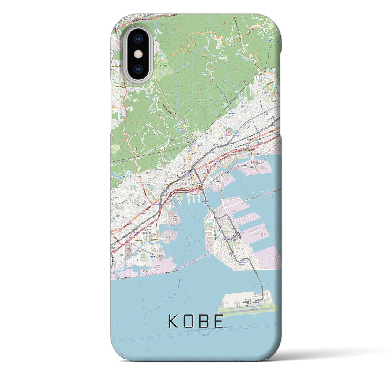 【神戸】地図柄iPhoneケース（バックカバータイプ・ナチュラル）iPhone XS Max 用