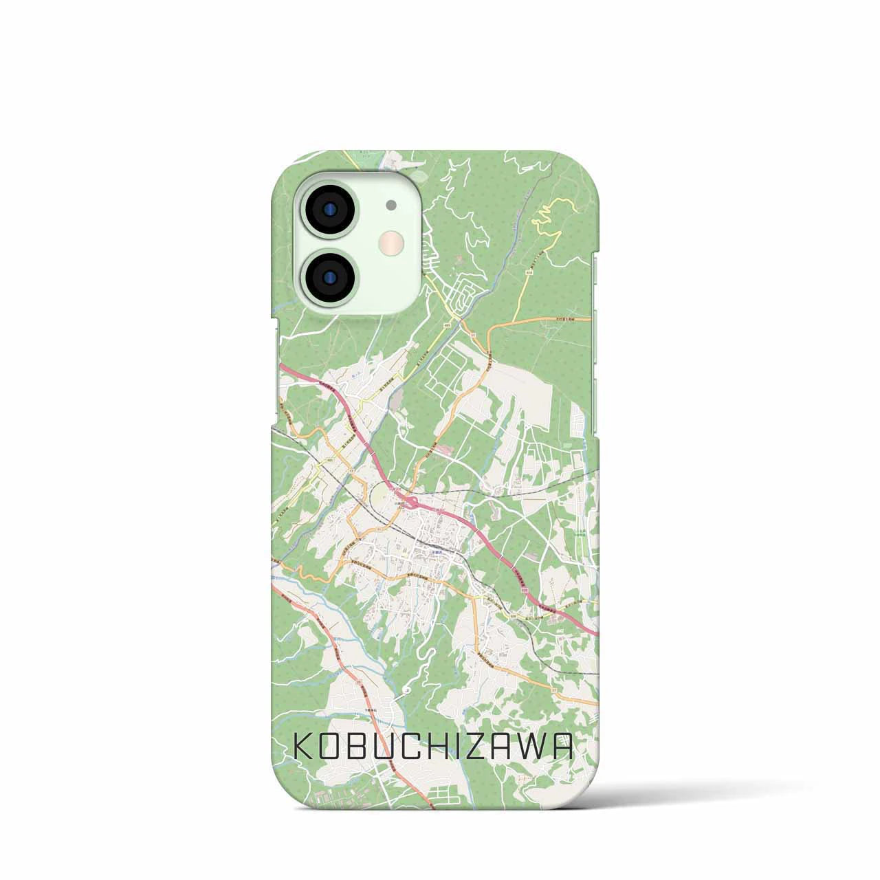 【小淵沢】地図柄iPhoneケース（バックカバータイプ・ナチュラル）iPhone 12 mini 用