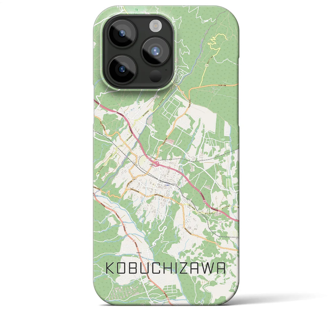 【小淵沢】地図柄iPhoneケース（バックカバータイプ・ナチュラル）iPhone 15 Pro Max 用