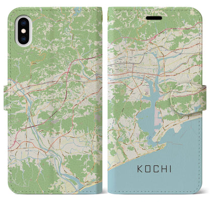 【高知（高知県）】地図柄iPhoneケース（手帳タイプ）ナチュラル・iPhone XS Max 用