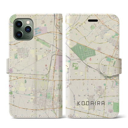 【小平（東京都）】地図柄iPhoneケース（手帳タイプ）ナチュラル・iPhone 11 Pro 用