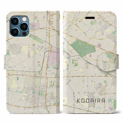 【小平（東京都）】地図柄iPhoneケース（手帳タイプ）ナチュラル・iPhone 12 / 12 Pro 用