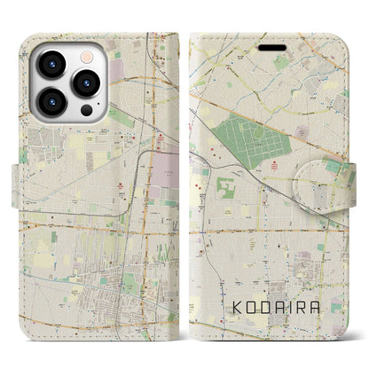 【小平（東京都）】地図柄iPhoneケース（手帳タイプ）ナチュラル・iPhone 13 Pro 用