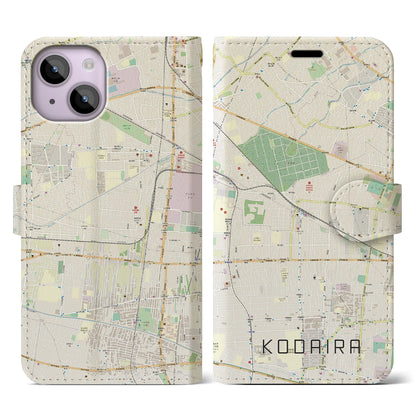 【小平（東京都）】地図柄iPhoneケース（手帳タイプ）ナチュラル・iPhone 14 用