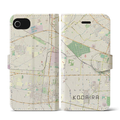 【小平（東京都）】地図柄iPhoneケース（手帳タイプ）ナチュラル・iPhone SE（第3 / 第2世代） / 8 / 7 / 6s / 6 用