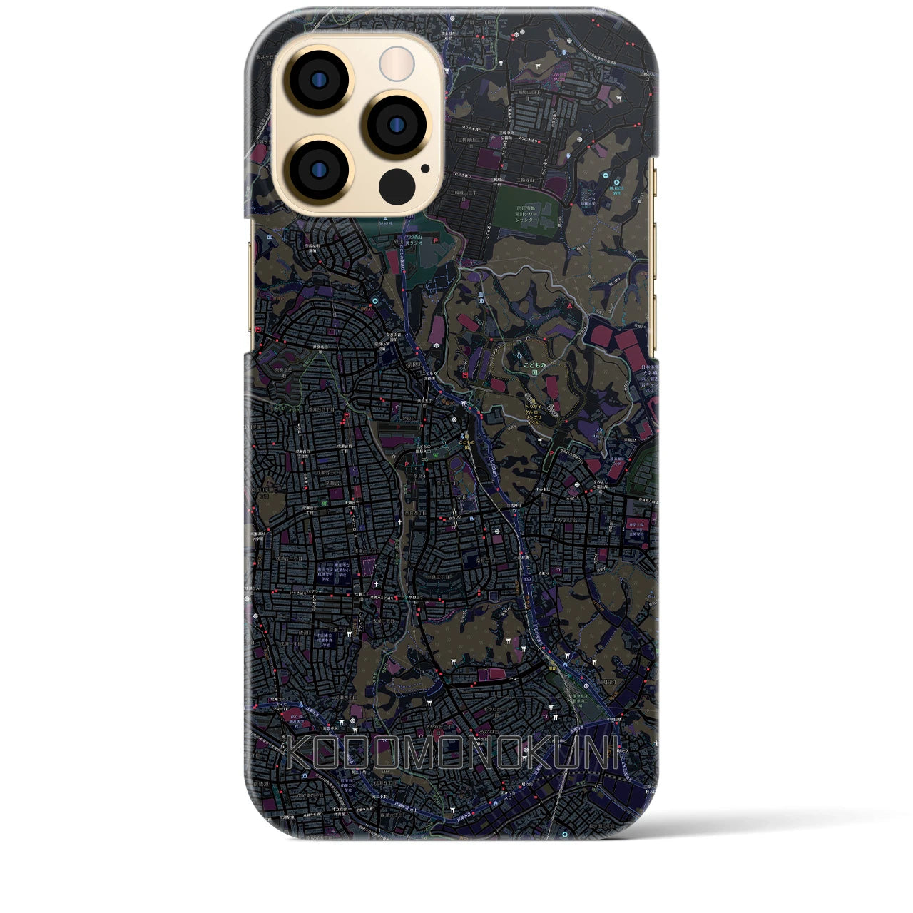 【こどもの国】地図柄iPhoneケース（バックカバータイプ・ブラック）iPhone 12 Pro Max 用