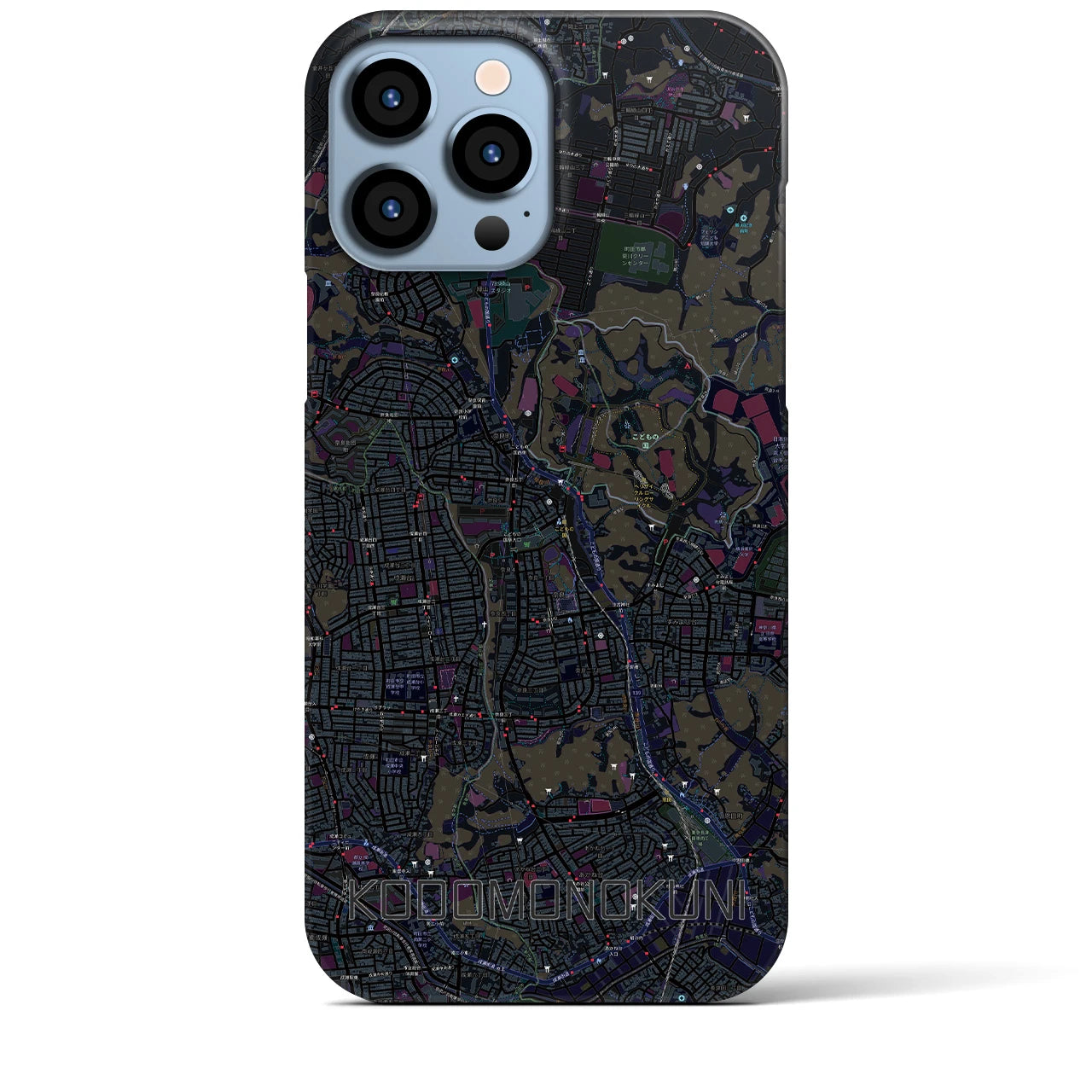 【こどもの国】地図柄iPhoneケース（バックカバータイプ・ブラック）iPhone 13 Pro Max 用