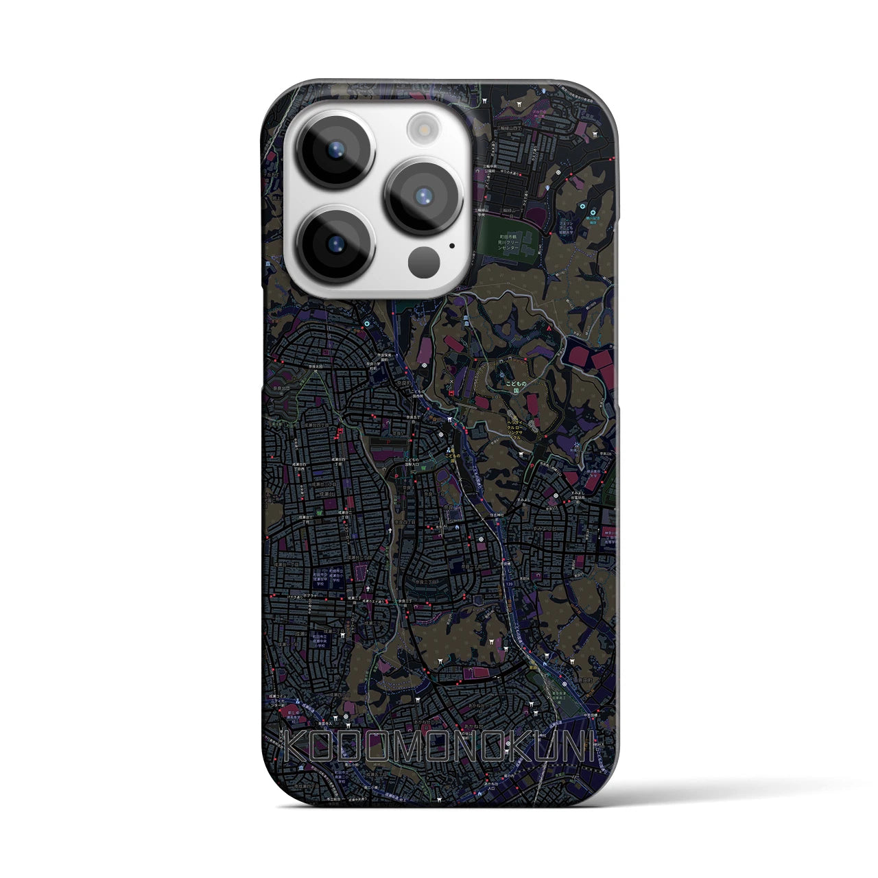 【こどもの国】地図柄iPhoneケース（バックカバータイプ・ブラック）iPhone 14 Pro 用