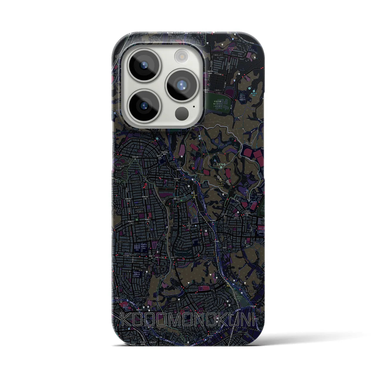 【こどもの国】地図柄iPhoneケース（バックカバータイプ・ブラック）iPhone 15 Pro 用