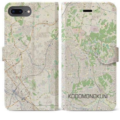 【こどもの国（神奈川県）】地図柄iPhoneケース（手帳タイプ）ナチュラル・iPhone 8Plus /7Plus / 6sPlus / 6Plus 用