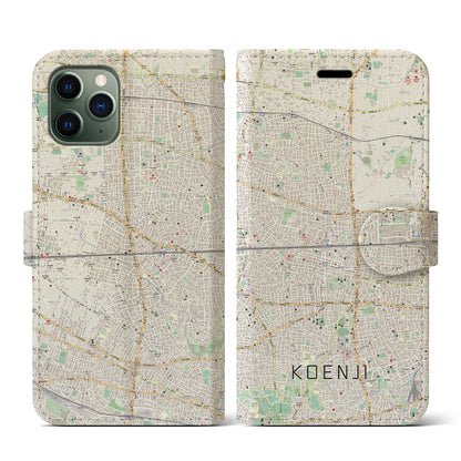 【高円寺2（東京都）】地図柄iPhoneケース（手帳タイプ）ナチュラル・iPhone 11 Pro 用
