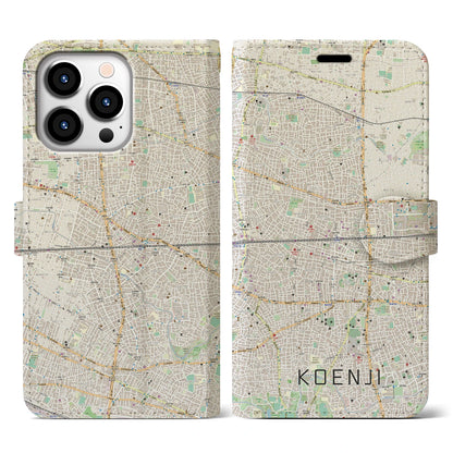 【高円寺2（東京都）】地図柄iPhoneケース（手帳タイプ）ナチュラル・iPhone 13 Pro 用