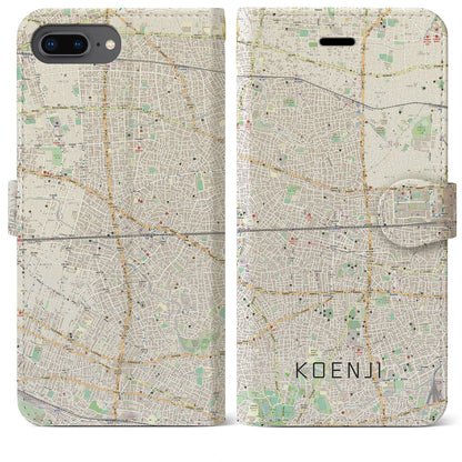 【高円寺2（東京都）】地図柄iPhoneケース（手帳タイプ）ナチュラル・iPhone 8Plus /7Plus / 6sPlus / 6Plus 用