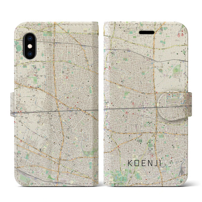 【高円寺2（東京都）】地図柄iPhoneケース（手帳タイプ）ナチュラル・iPhone XS / X 用