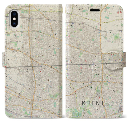 【高円寺2（東京都）】地図柄iPhoneケース（手帳タイプ）ナチュラル・iPhone XS Max 用