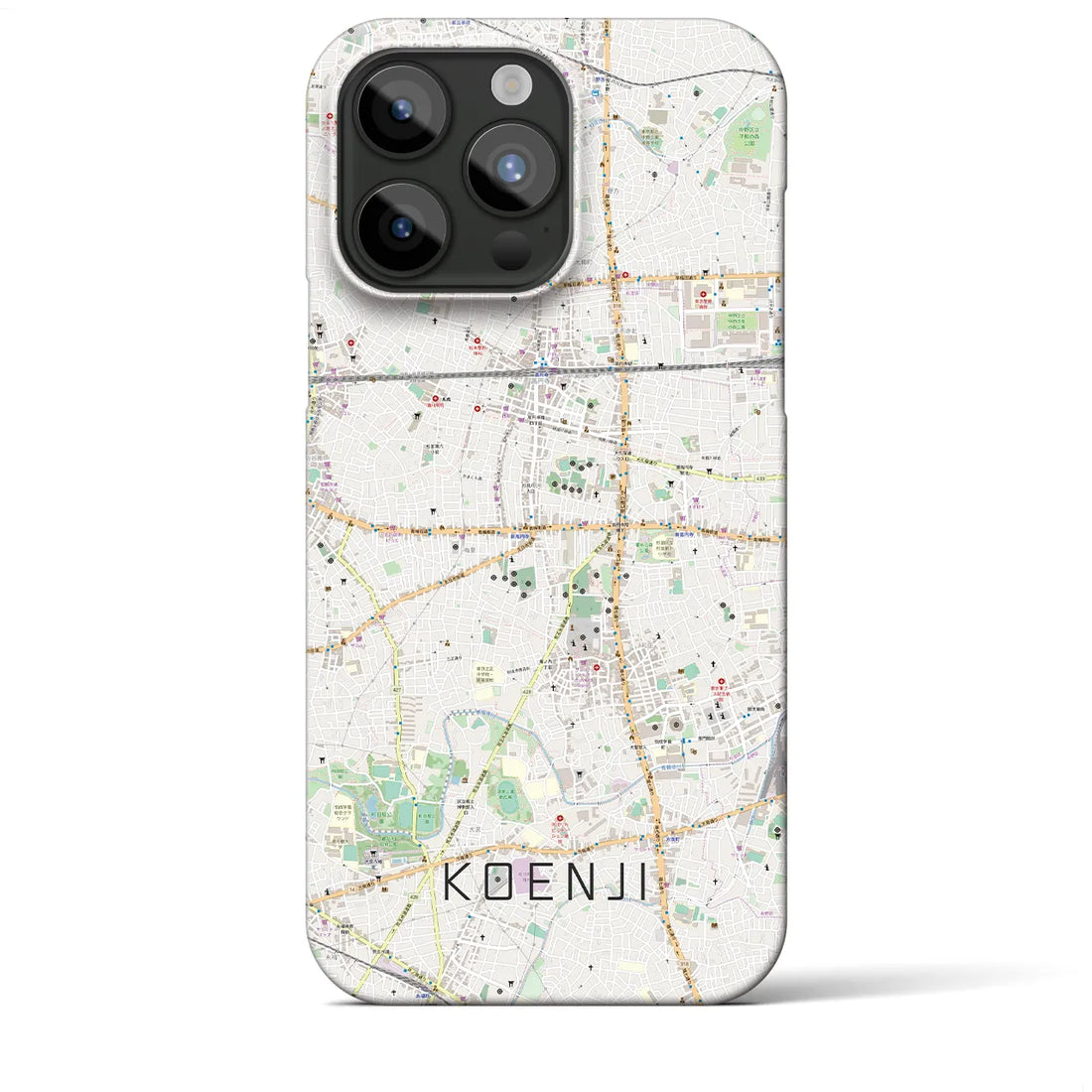 【高円寺】地図柄iPhoneケース（バックカバータイプ・ナチュラル）iPhone 15 Pro Max 用