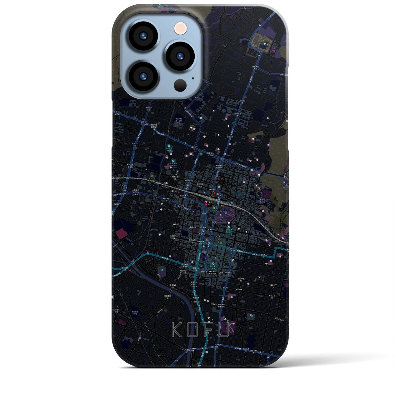 【甲府】地図柄iPhoneケース（バックカバータイプ・ブラック）iPhone 13 Pro Max 用