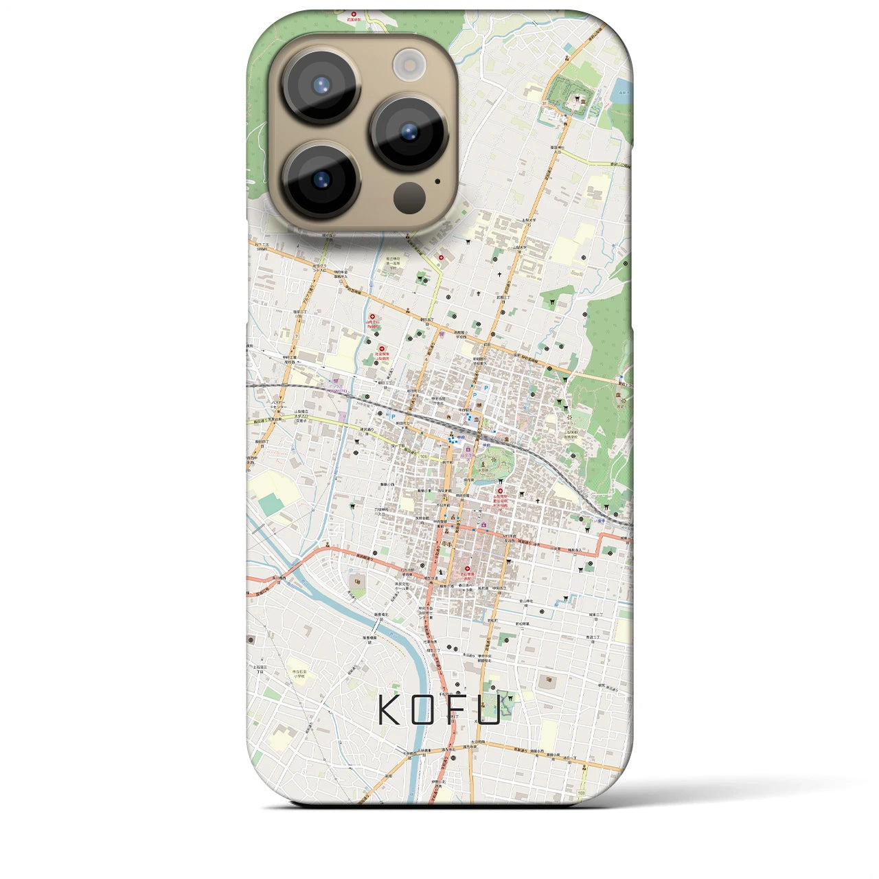 【甲府】地図柄iPhoneケース（バックカバータイプ・ナチュラル）iPhone 14 Pro Max 用