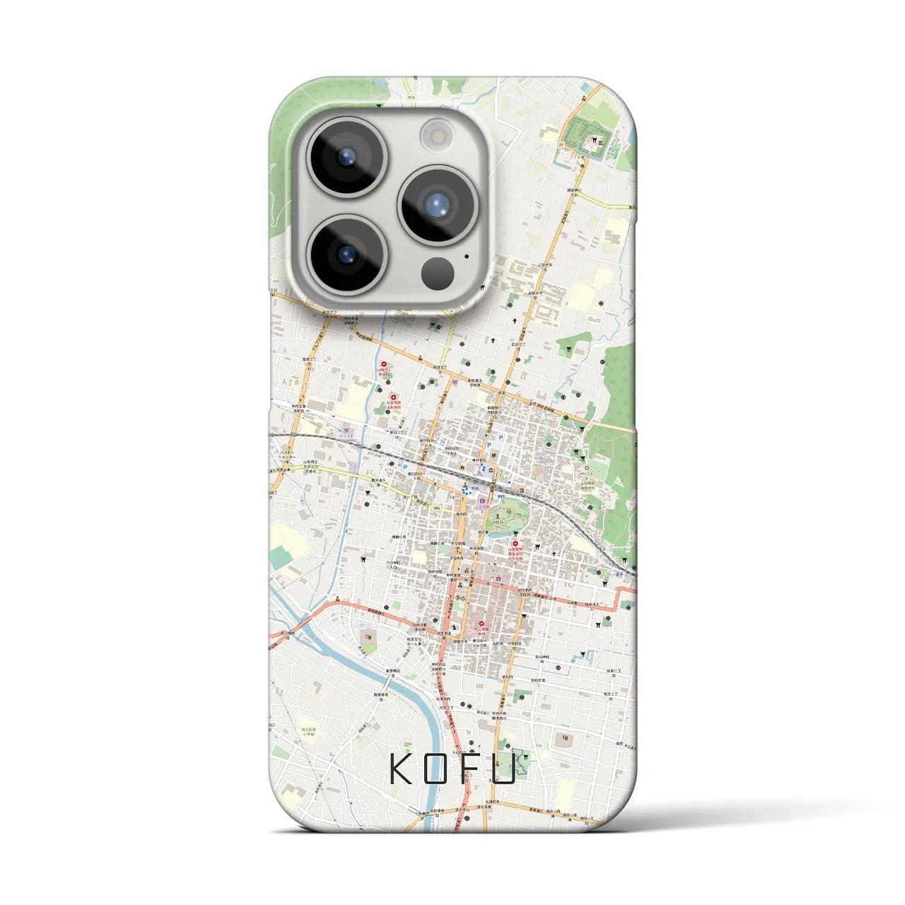 【甲府】地図柄iPhoneケース（バックカバータイプ・ナチュラル）iPhone 15 Pro 用