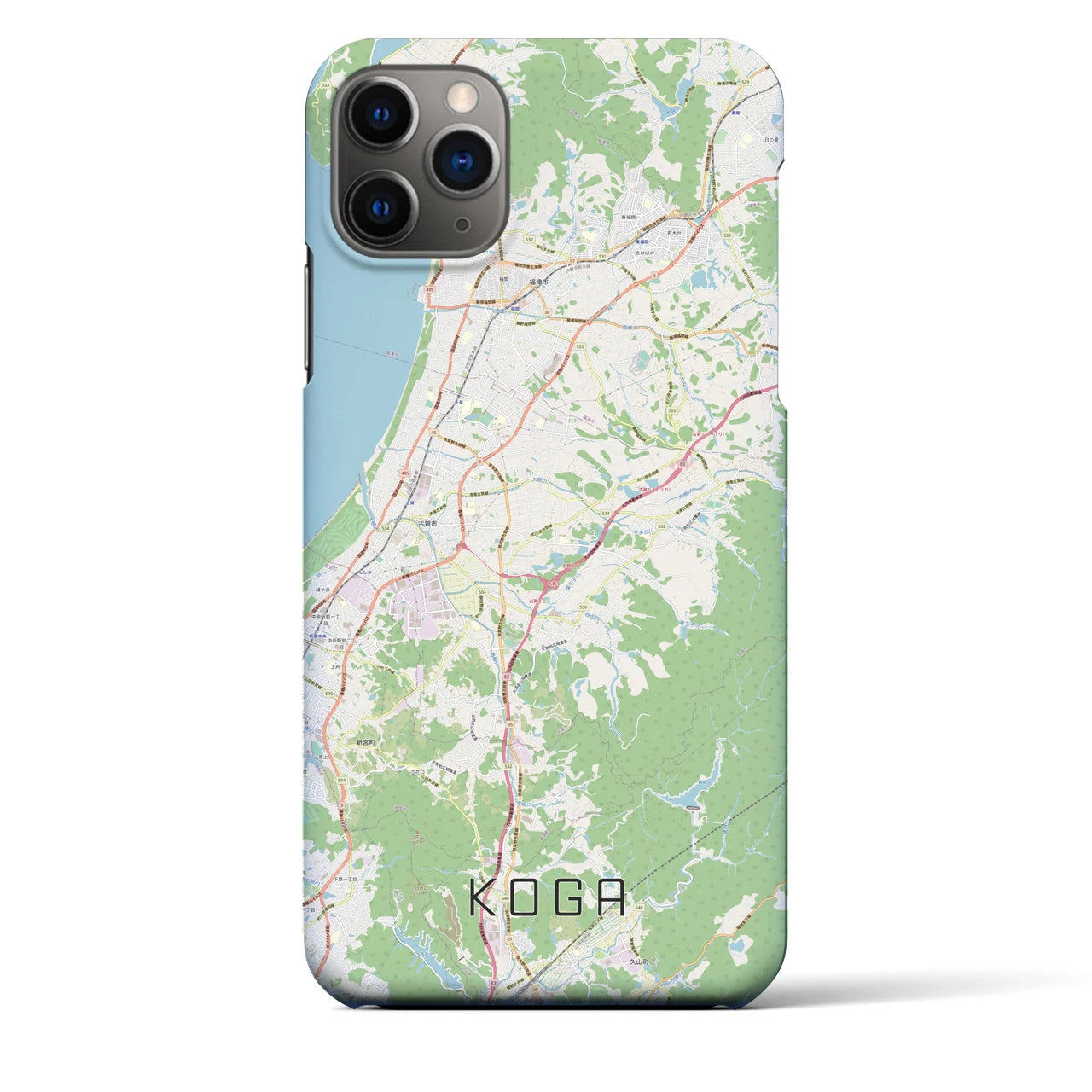 【古賀】地図柄iPhoneケース（バックカバータイプ・ナチュラル）iPhone 11 Pro Max 用
