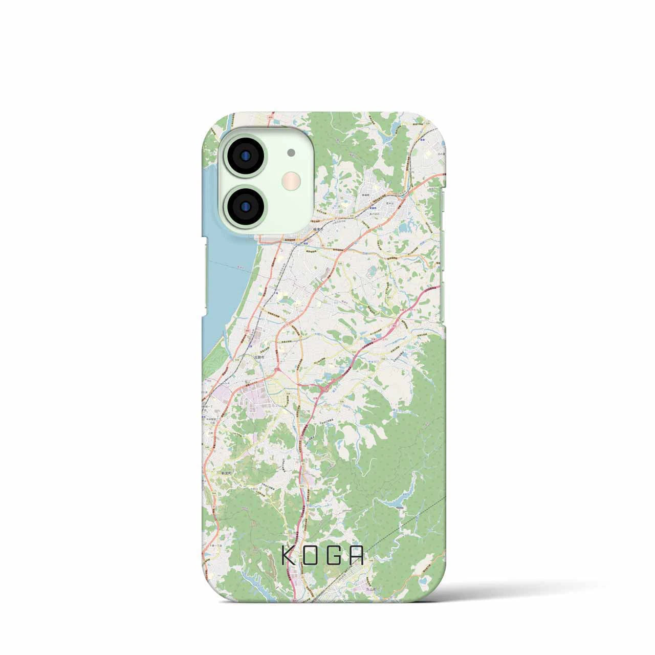 【古賀】地図柄iPhoneケース（バックカバータイプ・ナチュラル）iPhone 12 mini 用