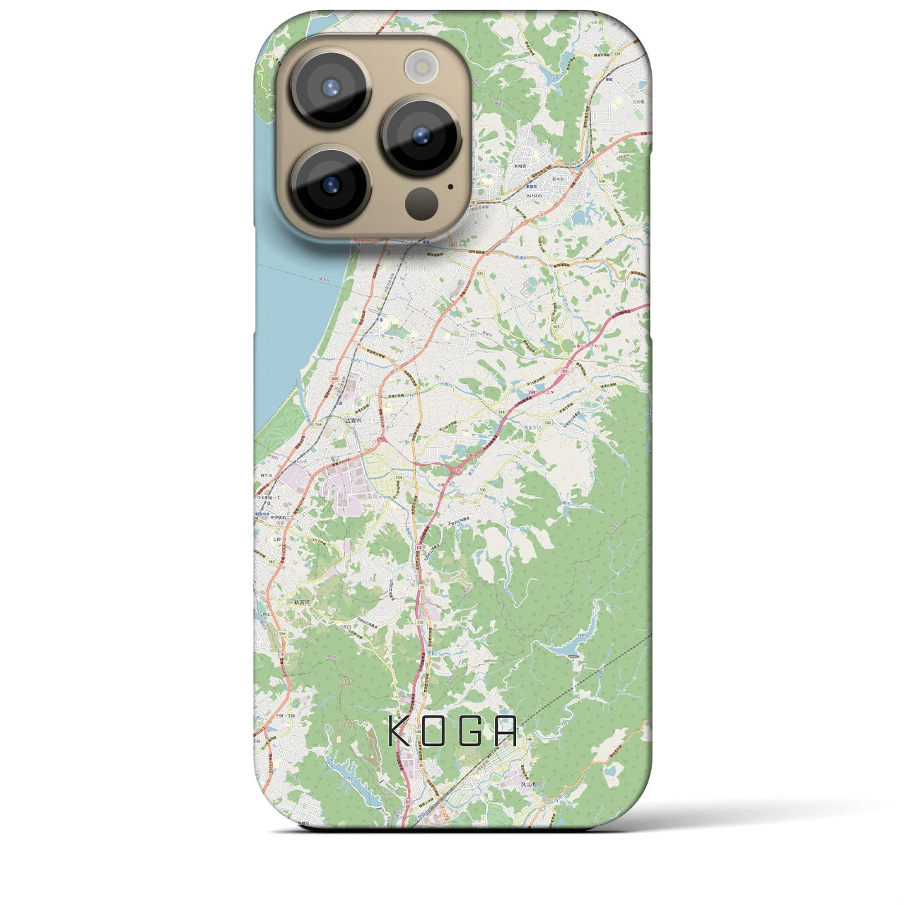 【古賀】地図柄iPhoneケース（バックカバータイプ・ナチュラル）iPhone 14 Pro Max 用