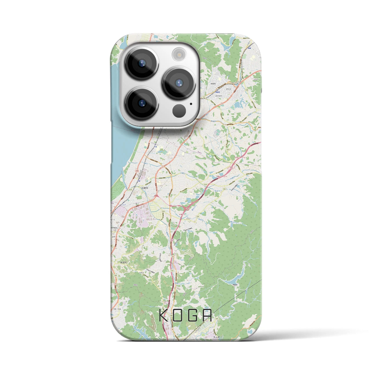 【古賀】地図柄iPhoneケース（バックカバータイプ・ナチュラル）iPhone 14 Pro 用