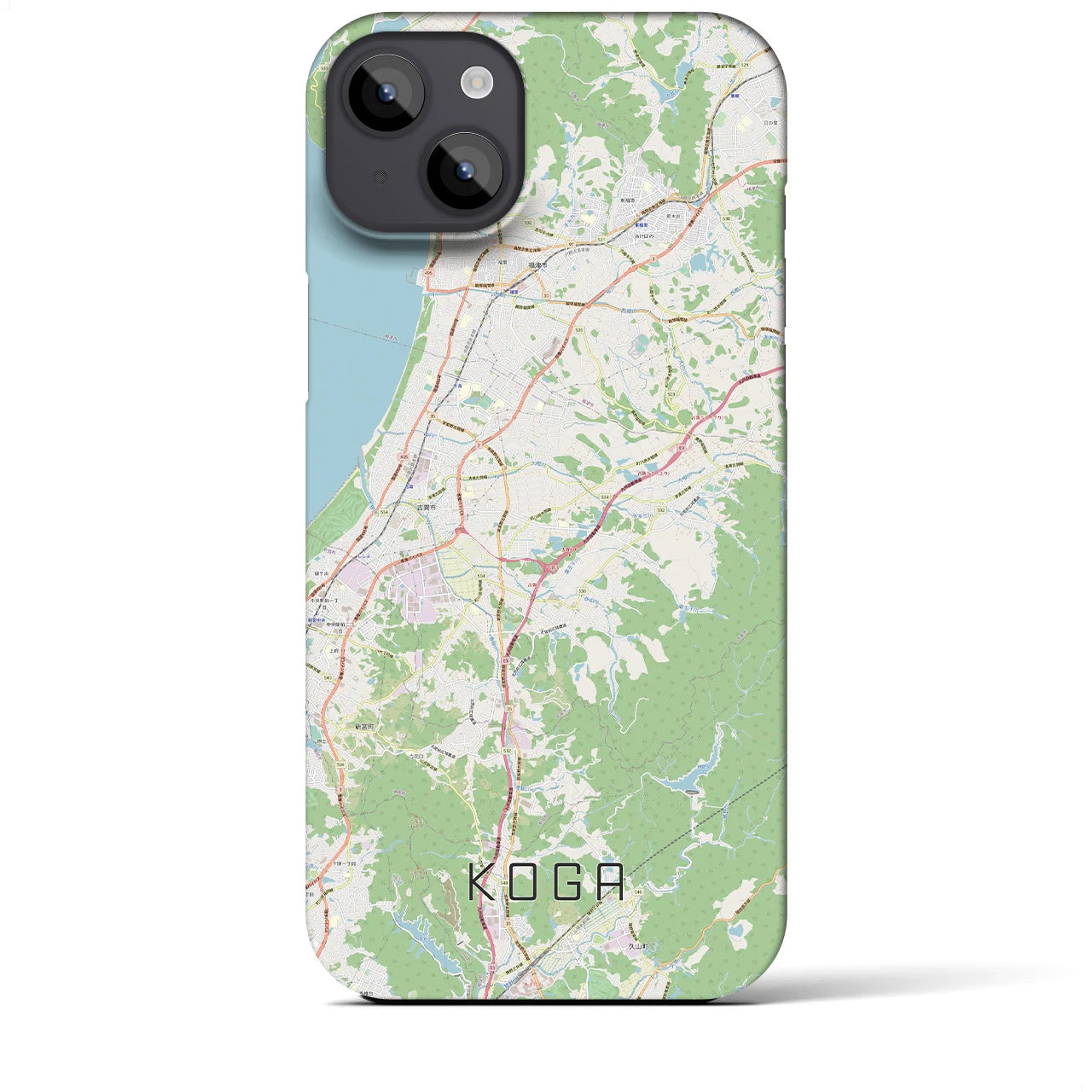 【古賀】地図柄iPhoneケース（バックカバータイプ・ナチュラル）iPhone 14 Plus 用