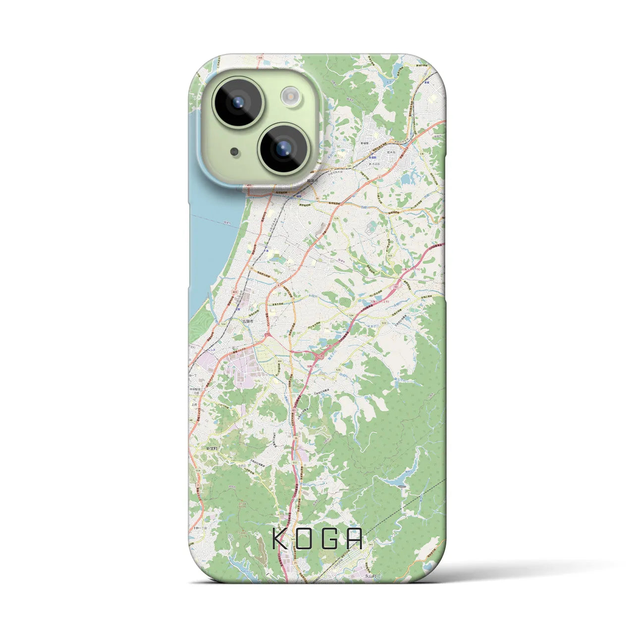 【古賀】地図柄iPhoneケース（バックカバータイプ・ナチュラル）iPhone 15 用