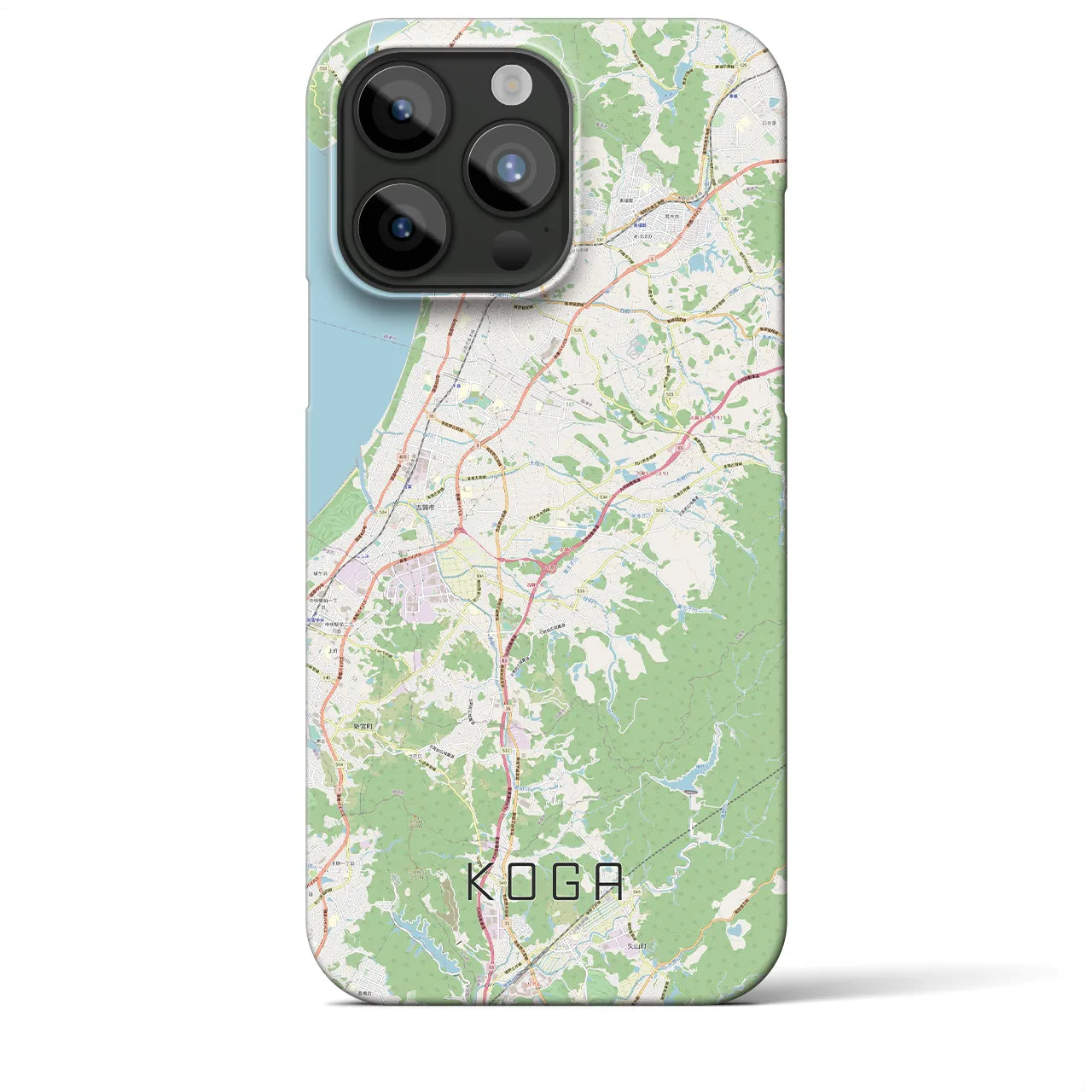 【古賀】地図柄iPhoneケース（バックカバータイプ・ナチュラル）iPhone 15 Pro Max 用