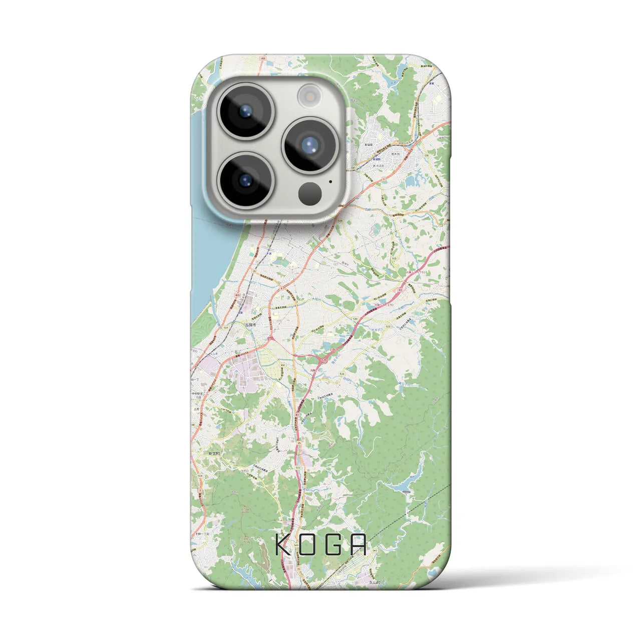 【古賀】地図柄iPhoneケース（バックカバータイプ・ナチュラル）iPhone 15 Pro 用