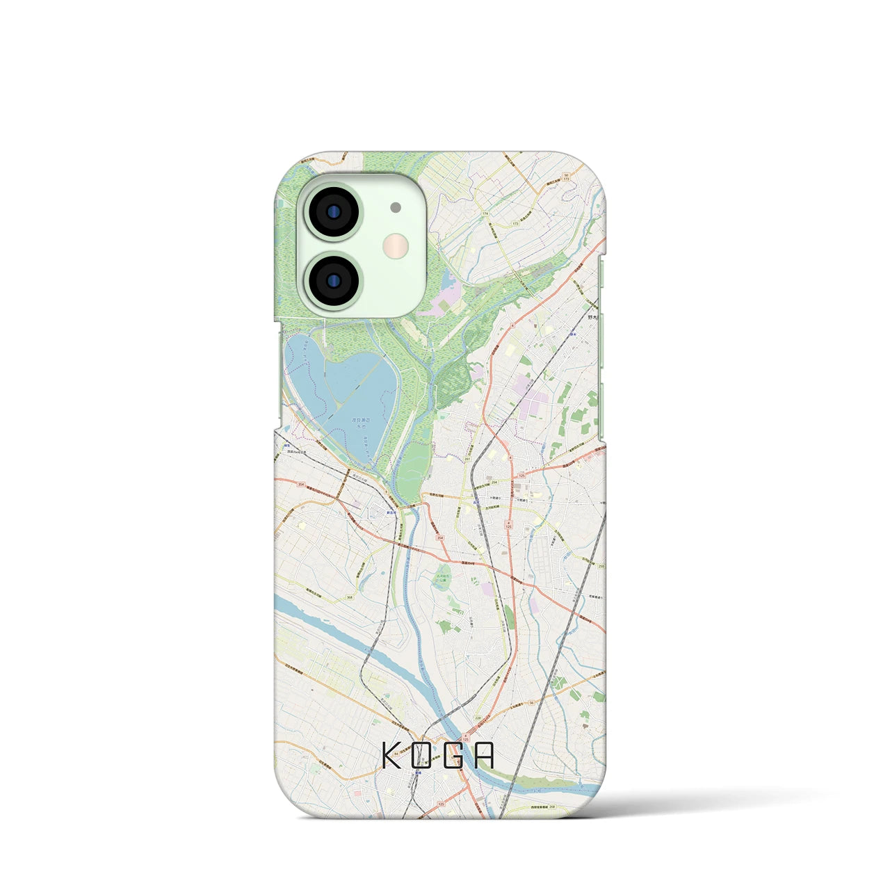 【古河】地図柄iPhoneケース（バックカバータイプ・ナチュラル）iPhone 12 mini 用