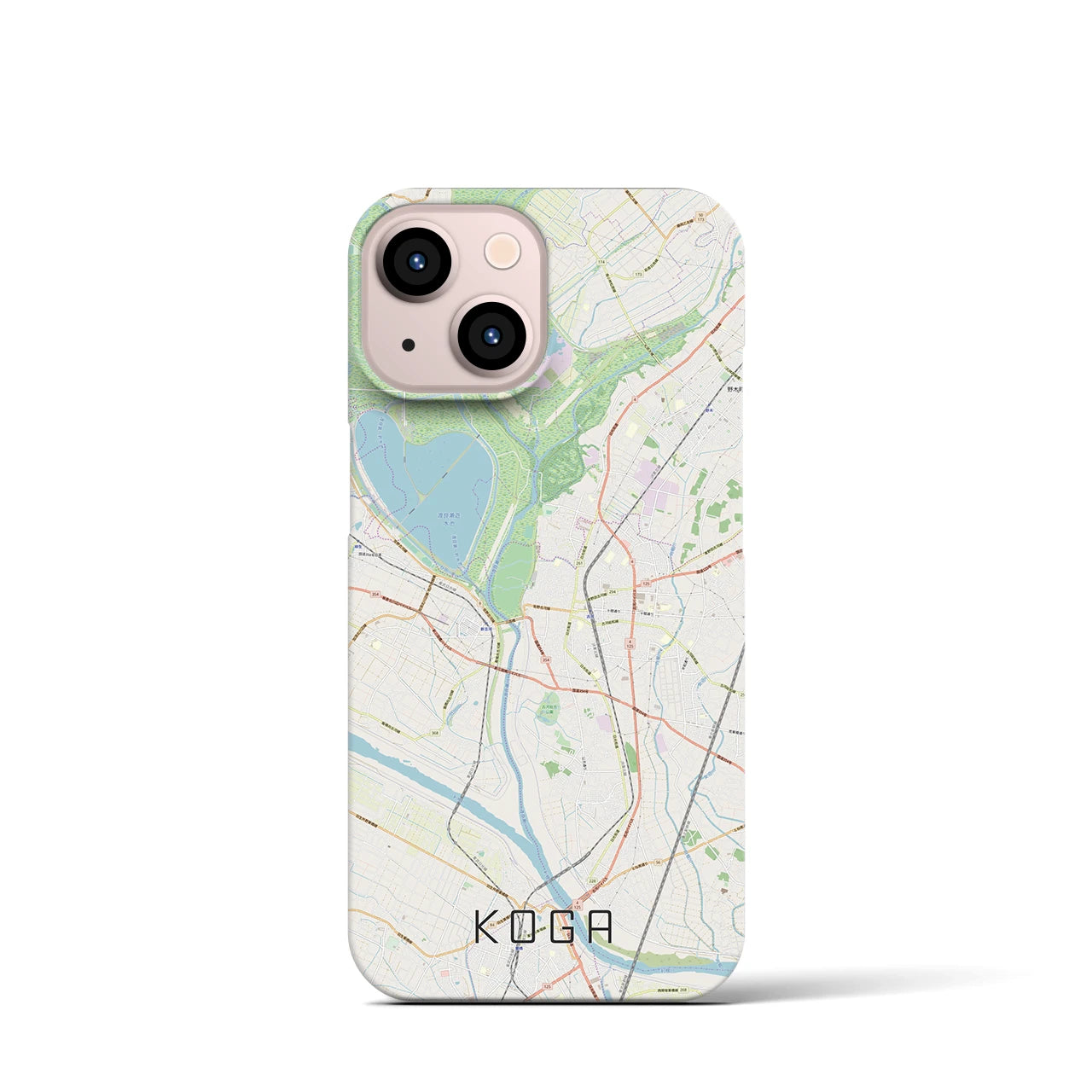 【古河】地図柄iPhoneケース（バックカバータイプ・ナチュラル）iPhone 13 mini 用