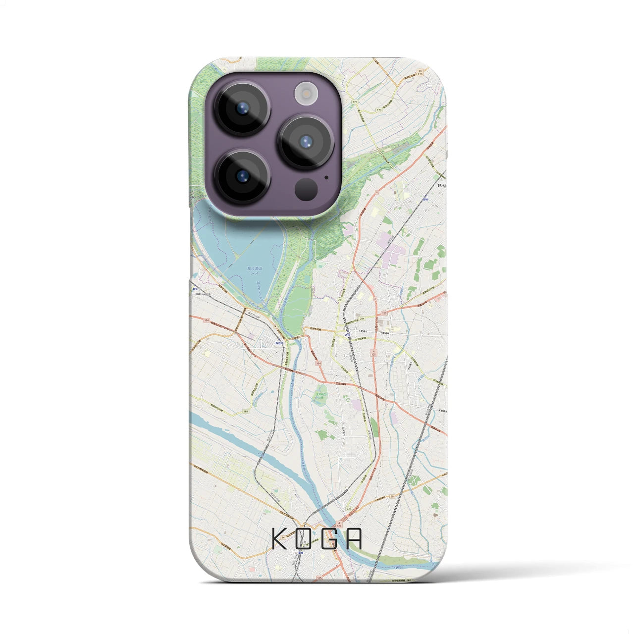 【古河】地図柄iPhoneケース（バックカバータイプ・ナチュラル）iPhone 14 Pro 用