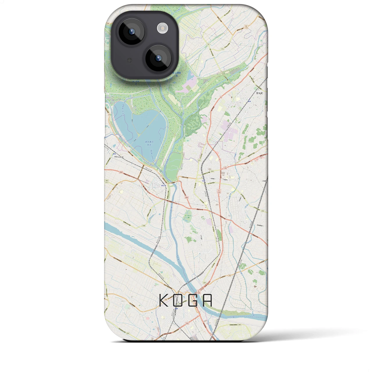 【古河】地図柄iPhoneケース（バックカバータイプ・ナチュラル）iPhone 14 Plus 用