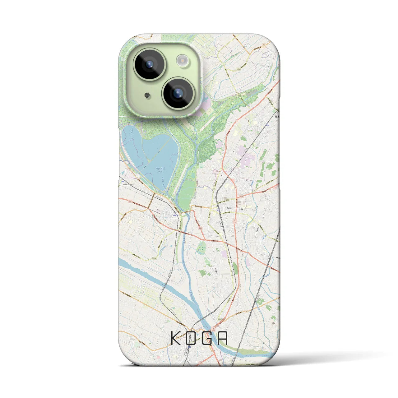 【古河】地図柄iPhoneケース（バックカバータイプ・ナチュラル）iPhone 15 用