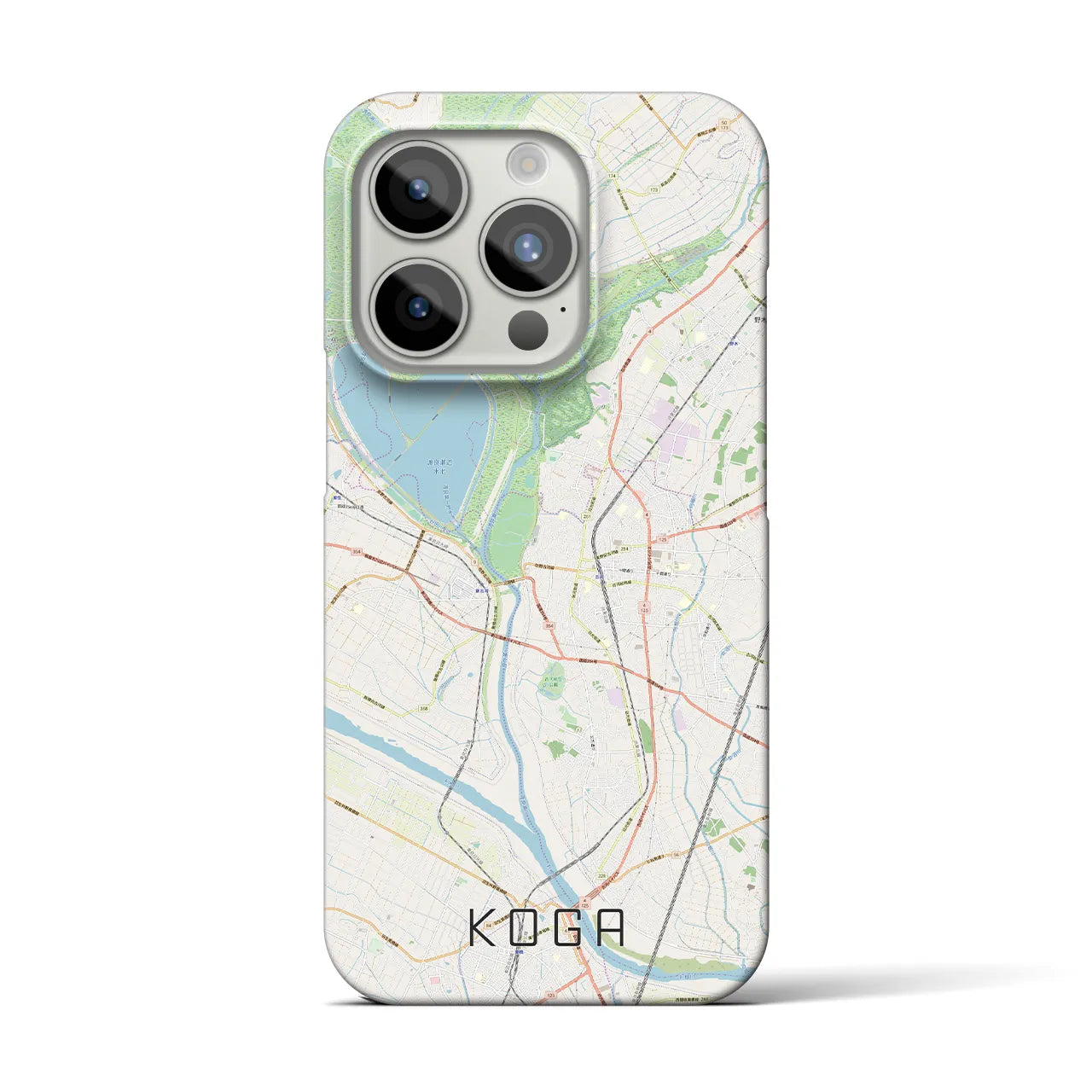 【古河】地図柄iPhoneケース（バックカバータイプ・ナチュラル）iPhone 15 Pro 用