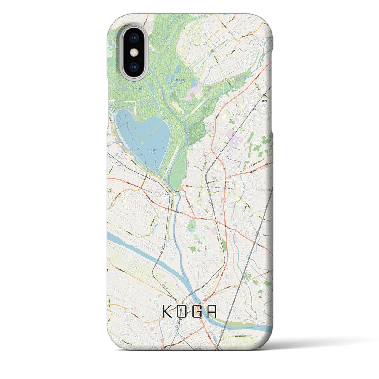 【古河】地図柄iPhoneケース（バックカバータイプ・ナチュラル）iPhone XS Max 用