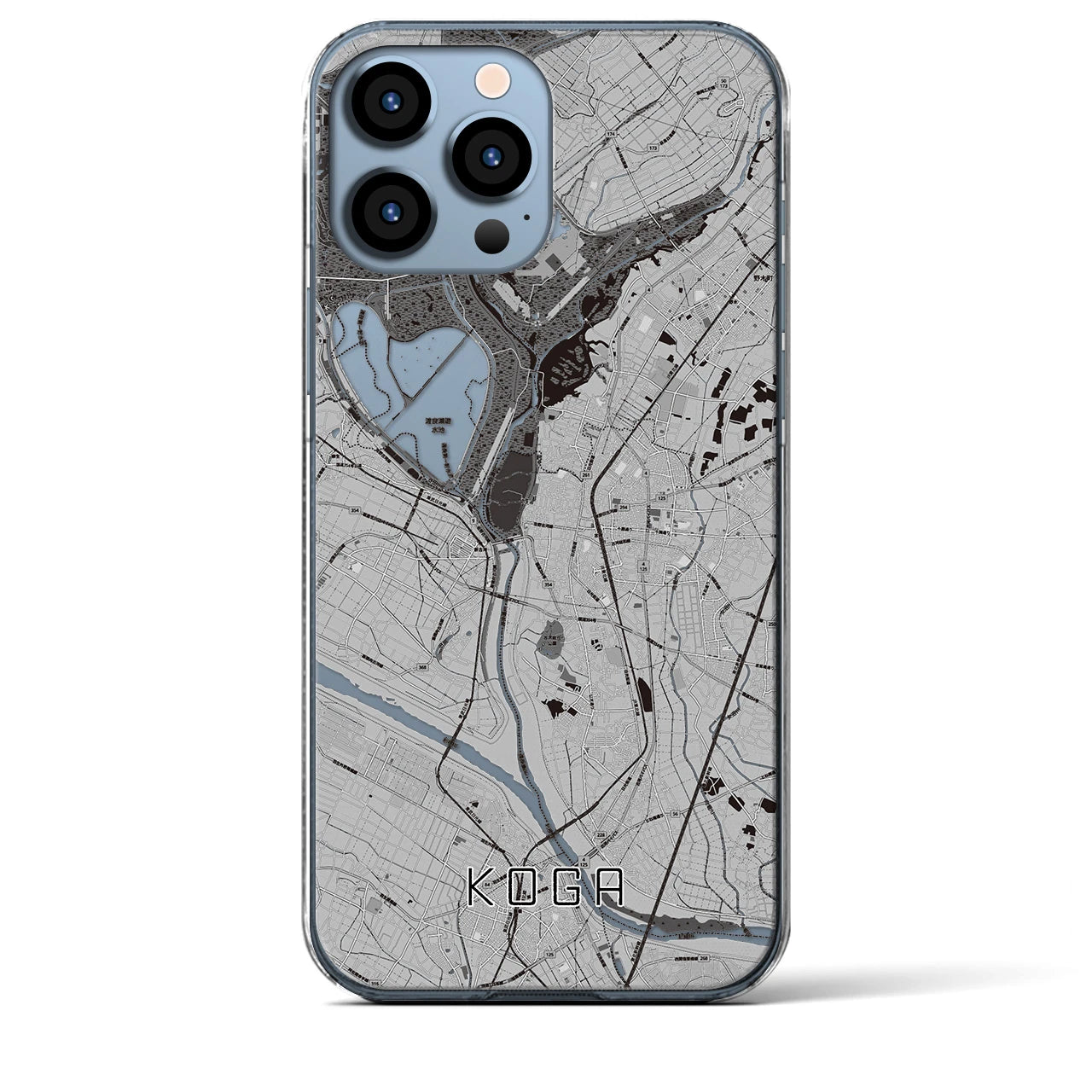 【古河】地図柄iPhoneケース（クリアタイプ・モノトーン）iPhone 13 Pro Max 用