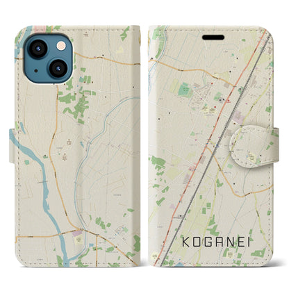 【小金井（栃木県）】地図柄iPhoneケース（手帳タイプ）ナチュラル・iPhone 13 用