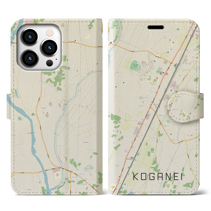 【小金井（栃木県）】地図柄iPhoneケース（手帳タイプ）ナチュラル・iPhone 13 Pro 用