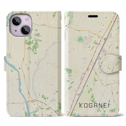 【小金井（栃木県）】地図柄iPhoneケース（手帳タイプ）ナチュラル・iPhone 14 用