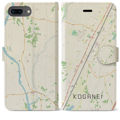 【小金井（栃木県）】地図柄iPhoneケース（手帳タイプ）ナチュラル・iPhone 8Plus /7Plus / 6sPlus / 6Plus 用