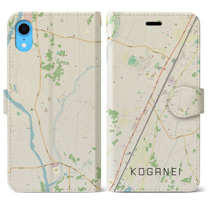 【小金井（栃木県）】地図柄iPhoneケース（手帳タイプ）ナチュラル・iPhone XR 用