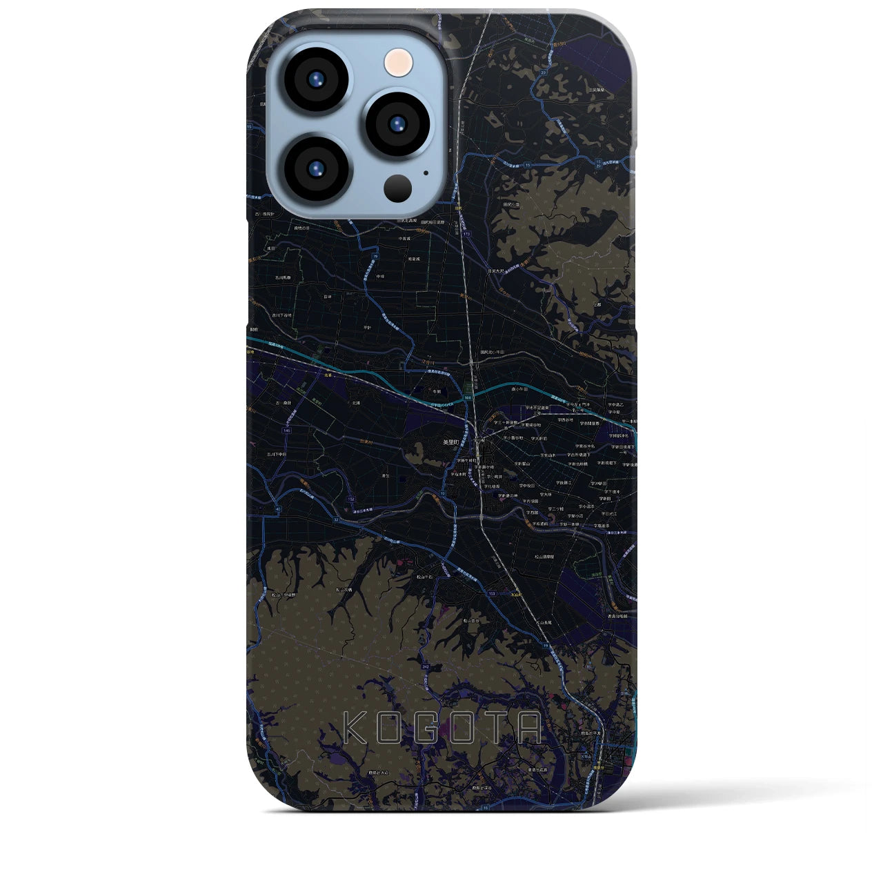 【小牛田】地図柄iPhoneケース（バックカバータイプ・ブラック）iPhone 13 Pro Max 用